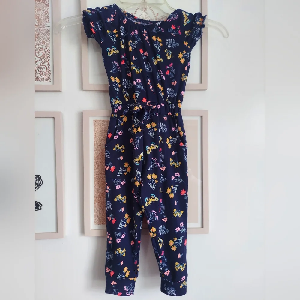 🎁 10/$25- Butterfly jumper romper, 2T, EUC, navy blue